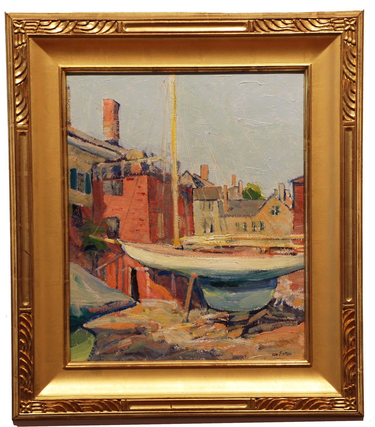 Maine Boatyard - Painting by Philip Von Saltza