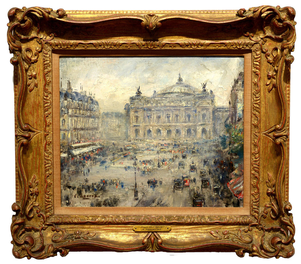 Place de L'Opera, Paris - Painting by Cesar A. Villacres