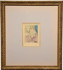 "Dame de la Nuit, " Jules Pascin, hand-colored etching, 1920-30, figurative