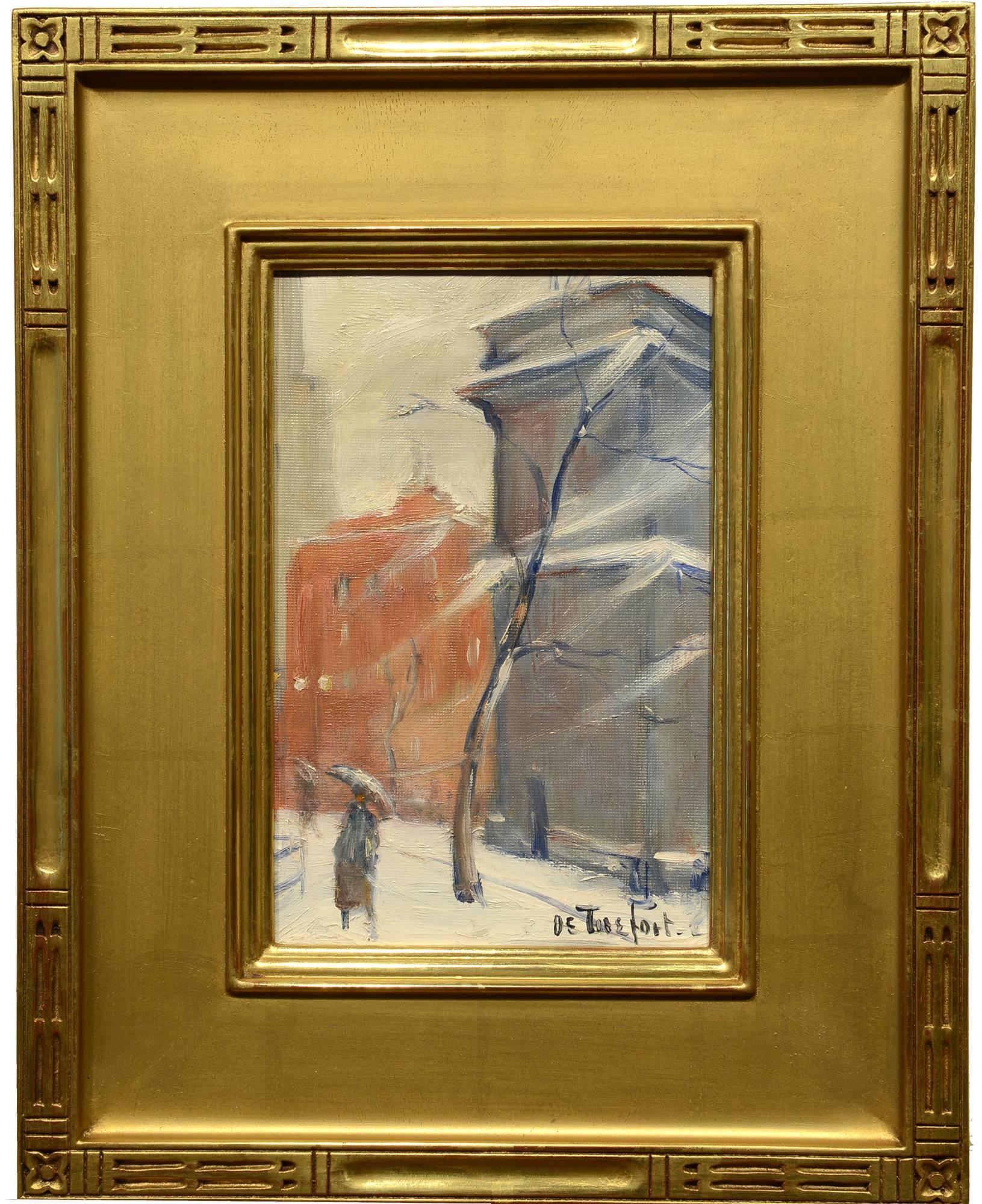 Winter, Washington Square - Painting by Bela DeTirefort