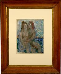 « Lovers », George Zachary Constant, monotype à l'huile, figuratif, moderne, vers les années 1960
