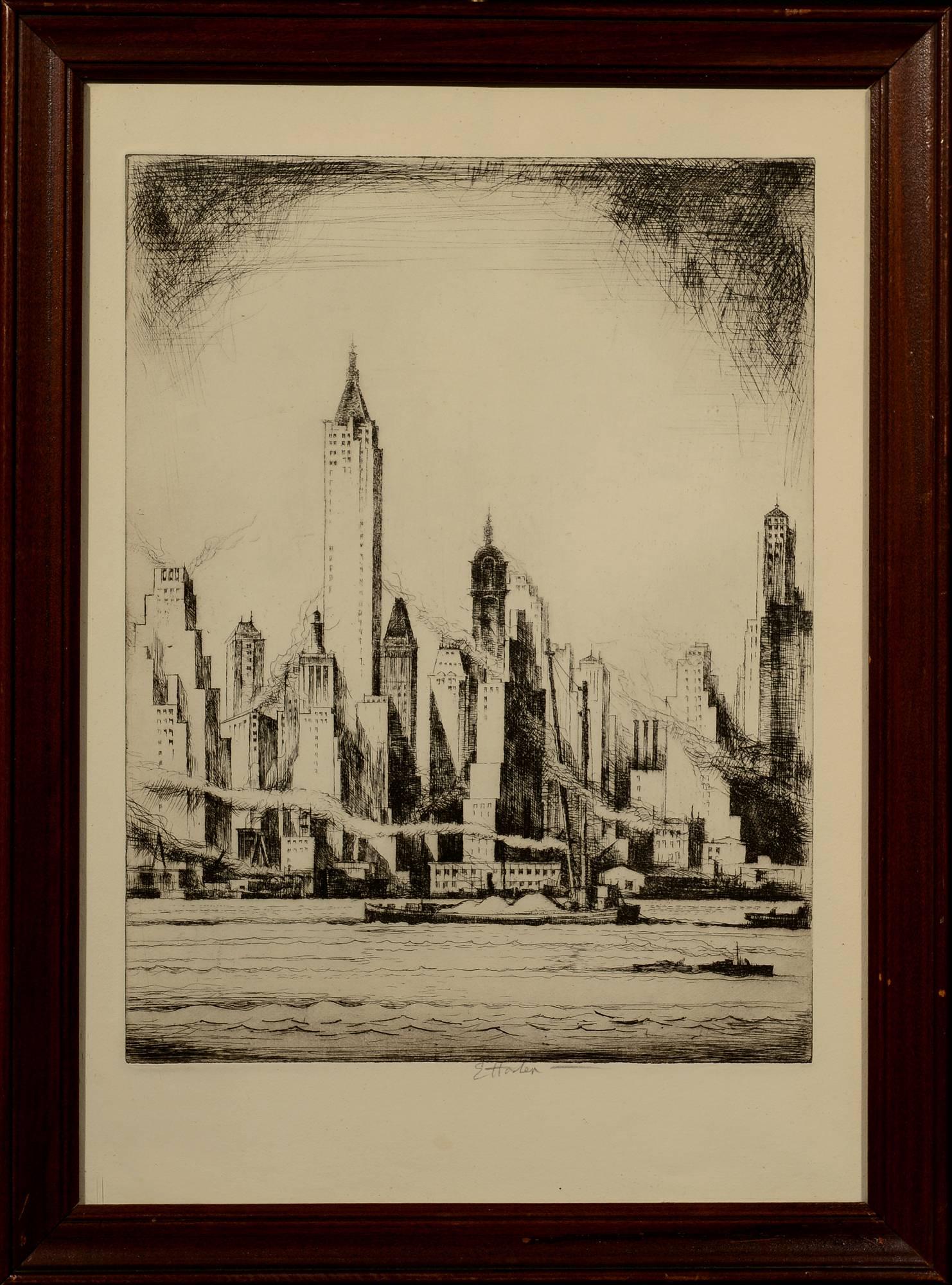 New York Waterfront - Print by Earl Horter
