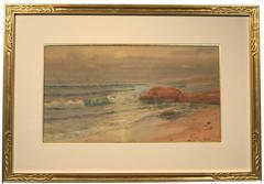 "Sunrise Over Prout's Neck, " Jesse Leach France, watercolor, coastal, Maine