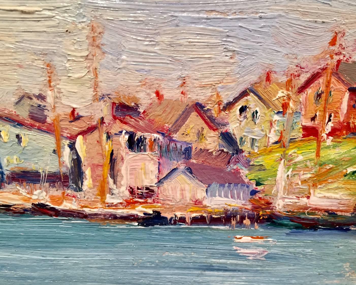 Sailing Out of Harbor - Impressionist Painting by Max Kuehne