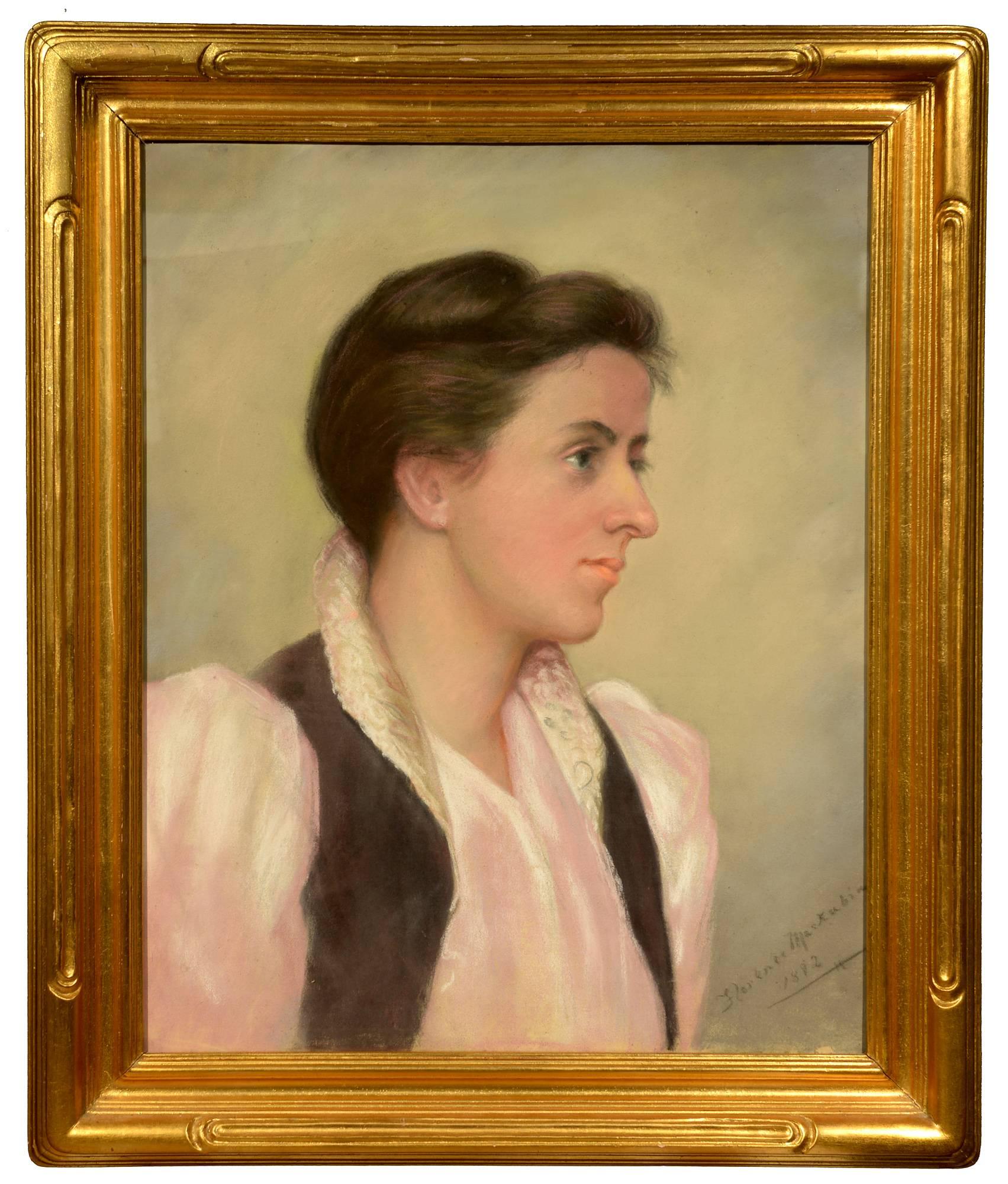 Portrait of a Young Woman - Impressionist Art by Florence Mackubin