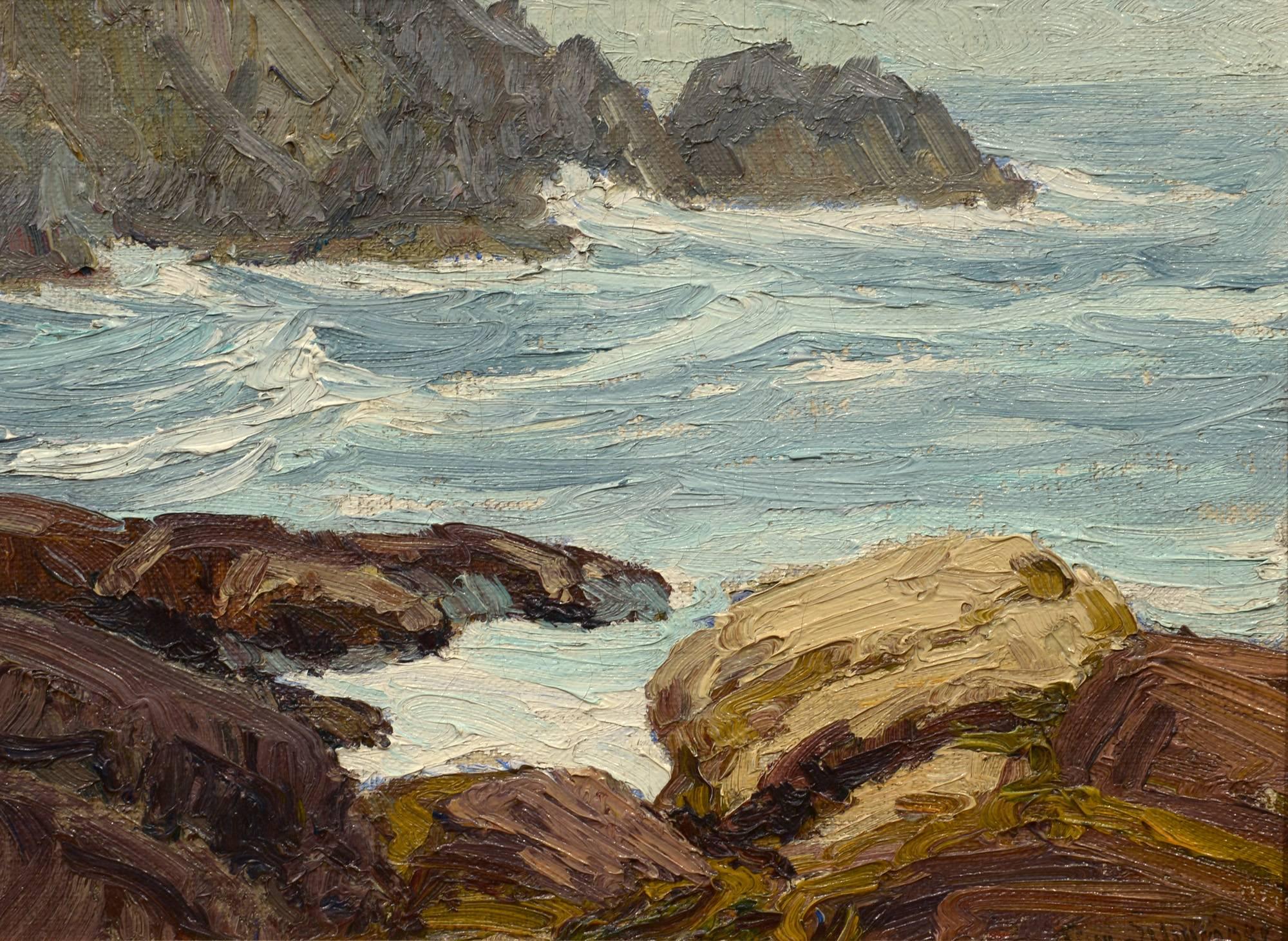 Theophile Schneider Landscape Painting - Foot of Whitehead, Monhegan