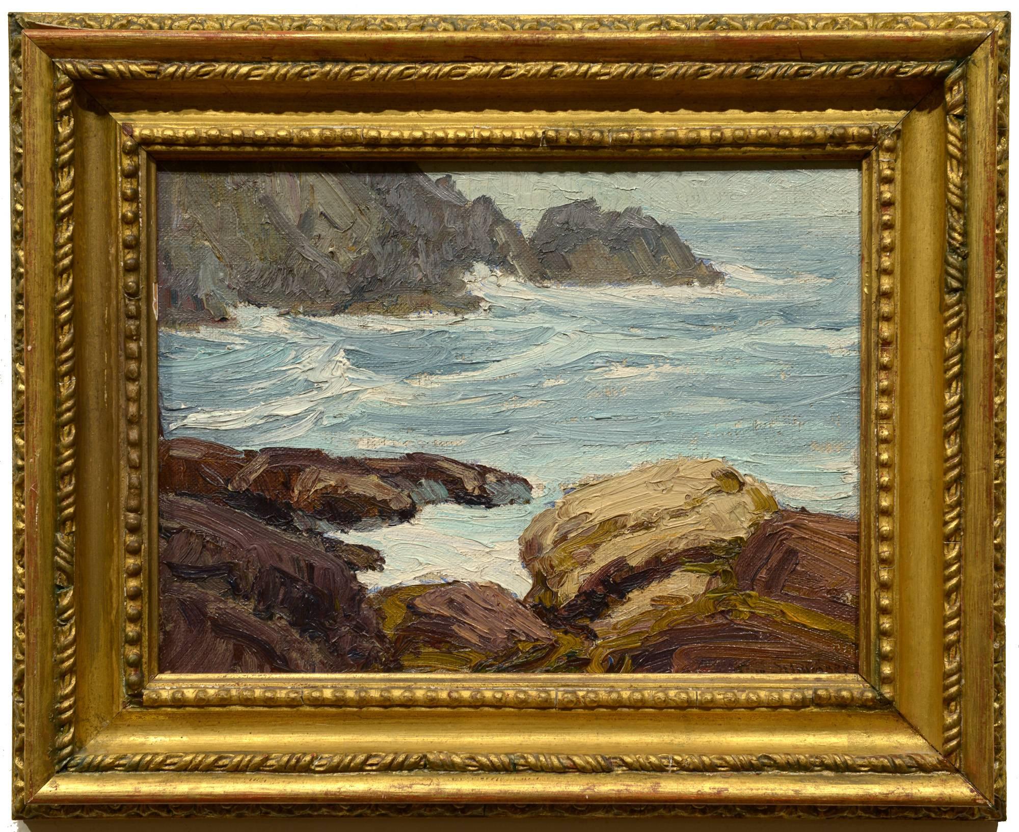 Foot of Whitehead, Monhegan - Painting by Theophile Schneider