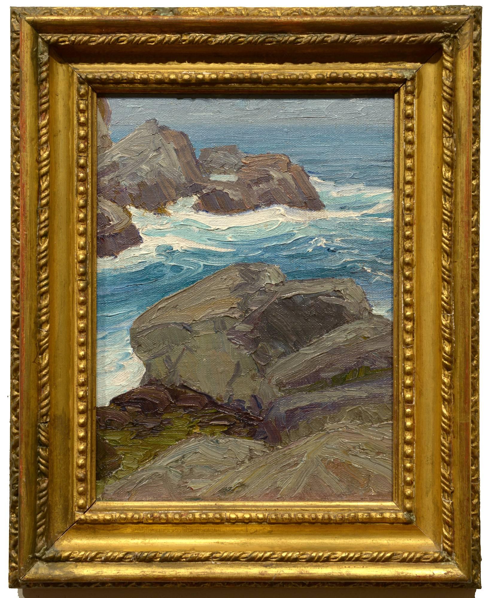 Rising Seas, Monhegan - Painting by Theophile Schneider