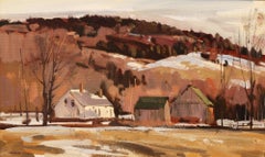 "First Snow," Bernard Corey, impressionist, landscape, oil, New England