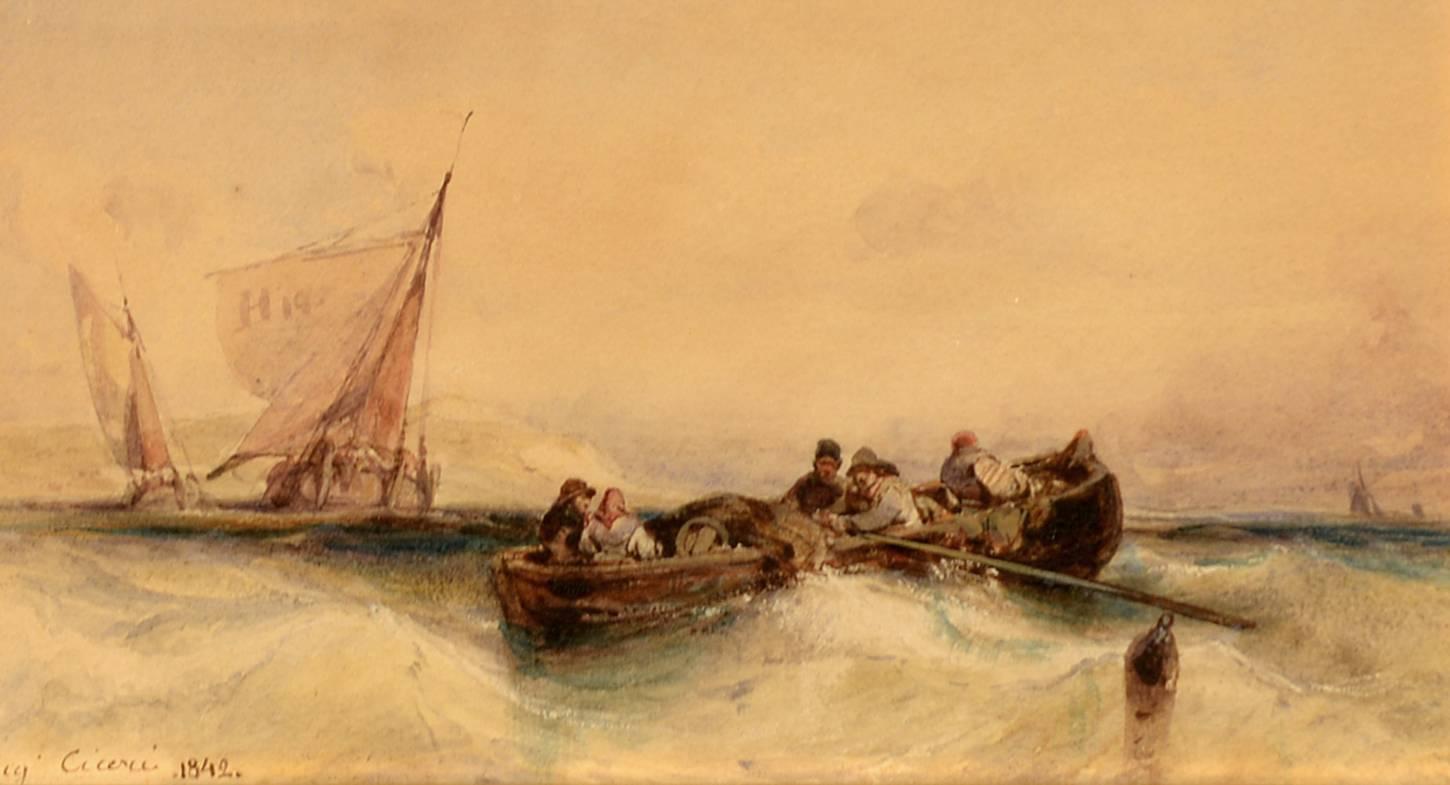 Eugene Ciceri Landscape Art - Heading to Sea, 1842