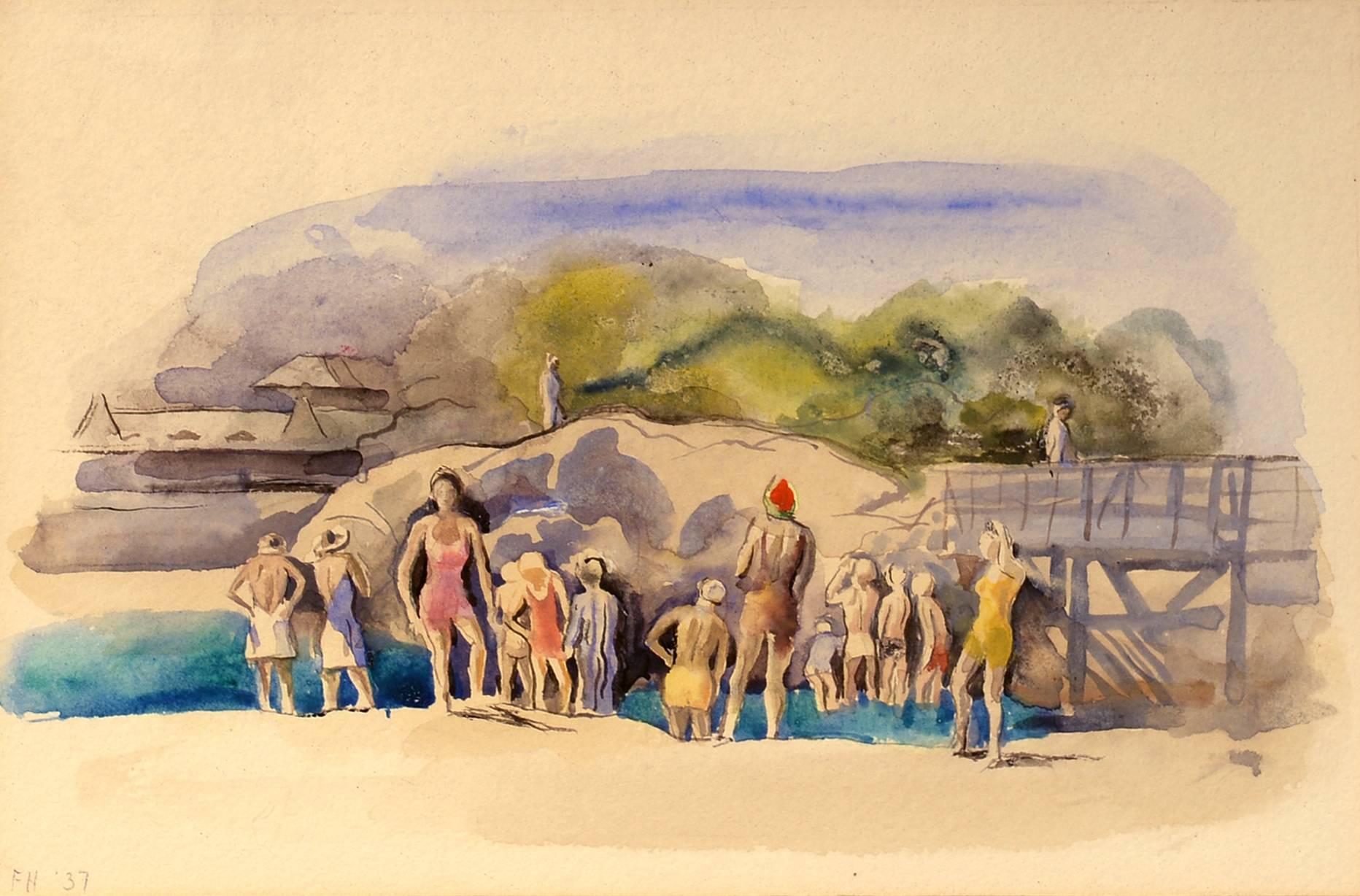 Felicie Howell Figurative Art - Swimming at the Shore