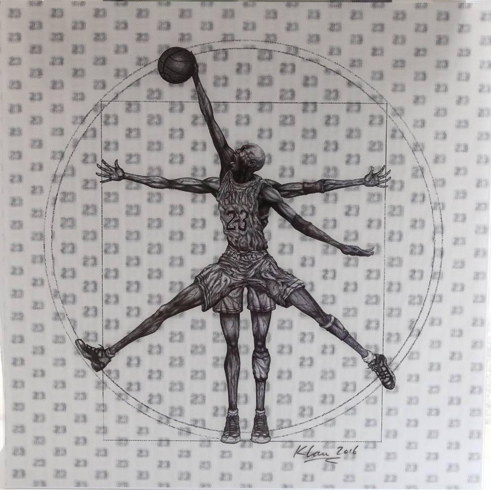 Michael Jordan Vitruvian Athlete - 48"x48" - Mixed Media Art by Klau