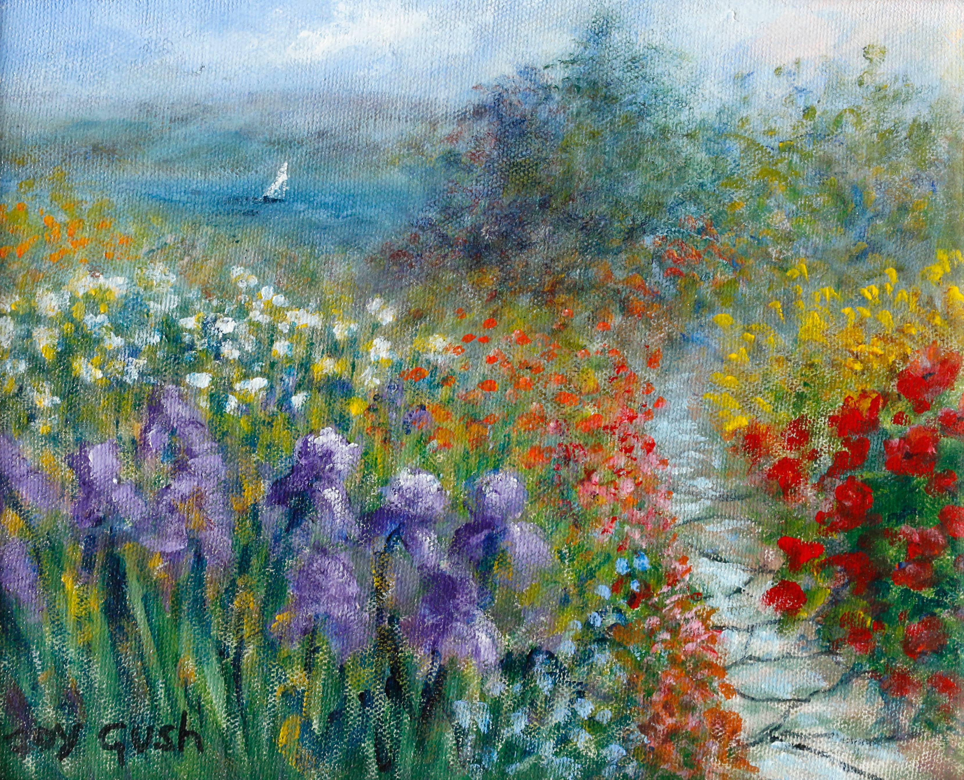 Joy Gush Landscape Painting - Lakeside Walk