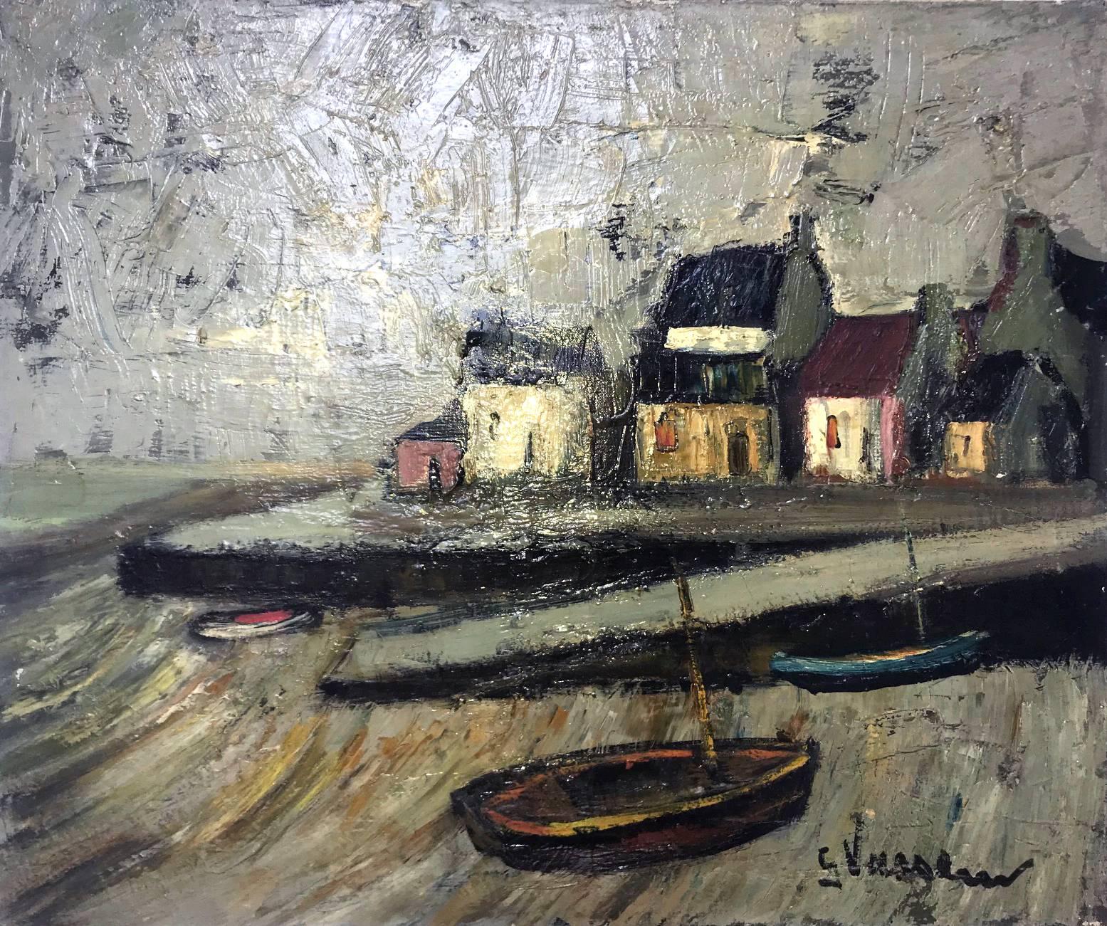 Georges Vasseur Abstract Painting - Untitled: Seaside Town