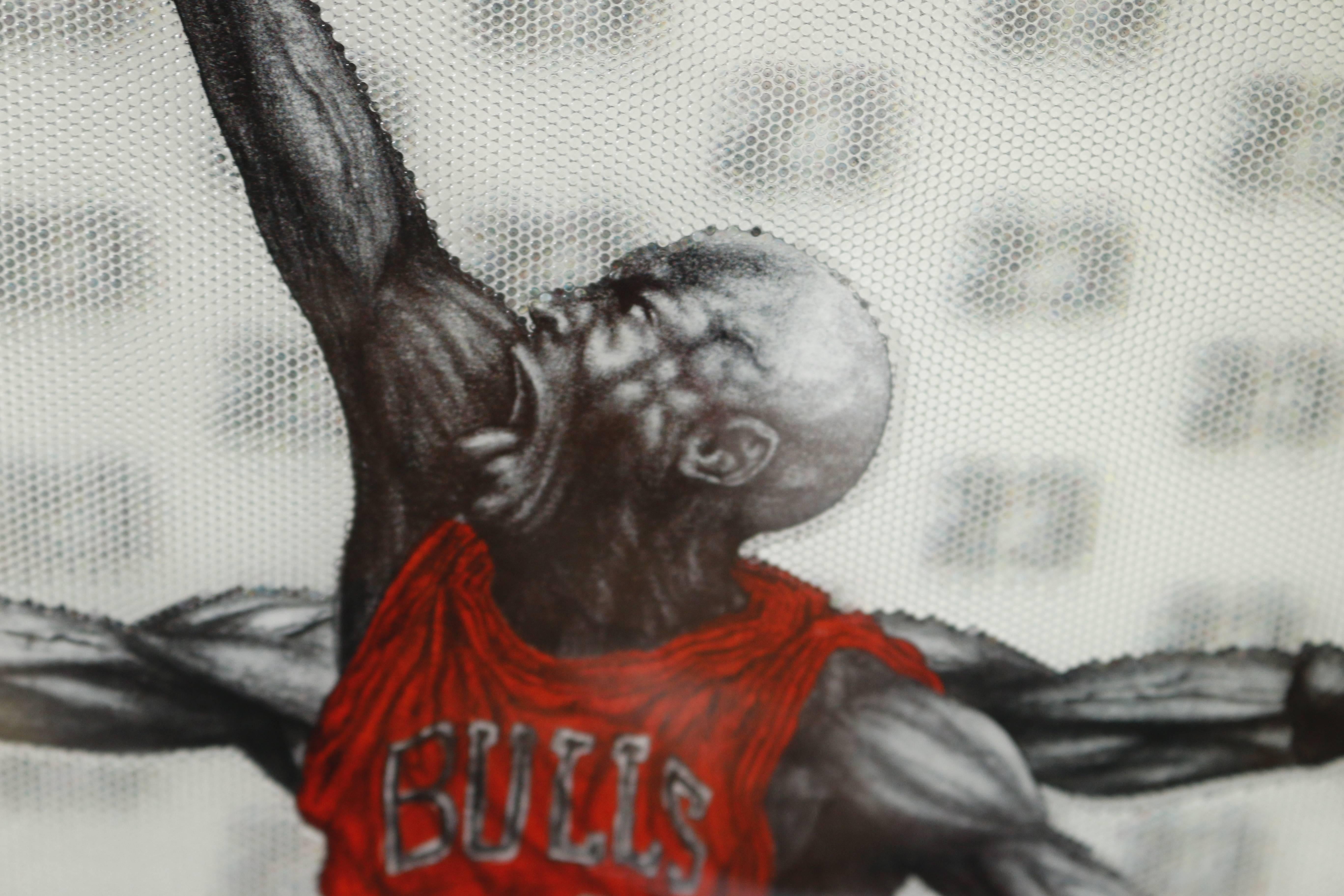 Michael Jordan Vitruvianischer Sportler – Rot  Ausgabe 4/35 (Abstrakt), Painting, von Klau