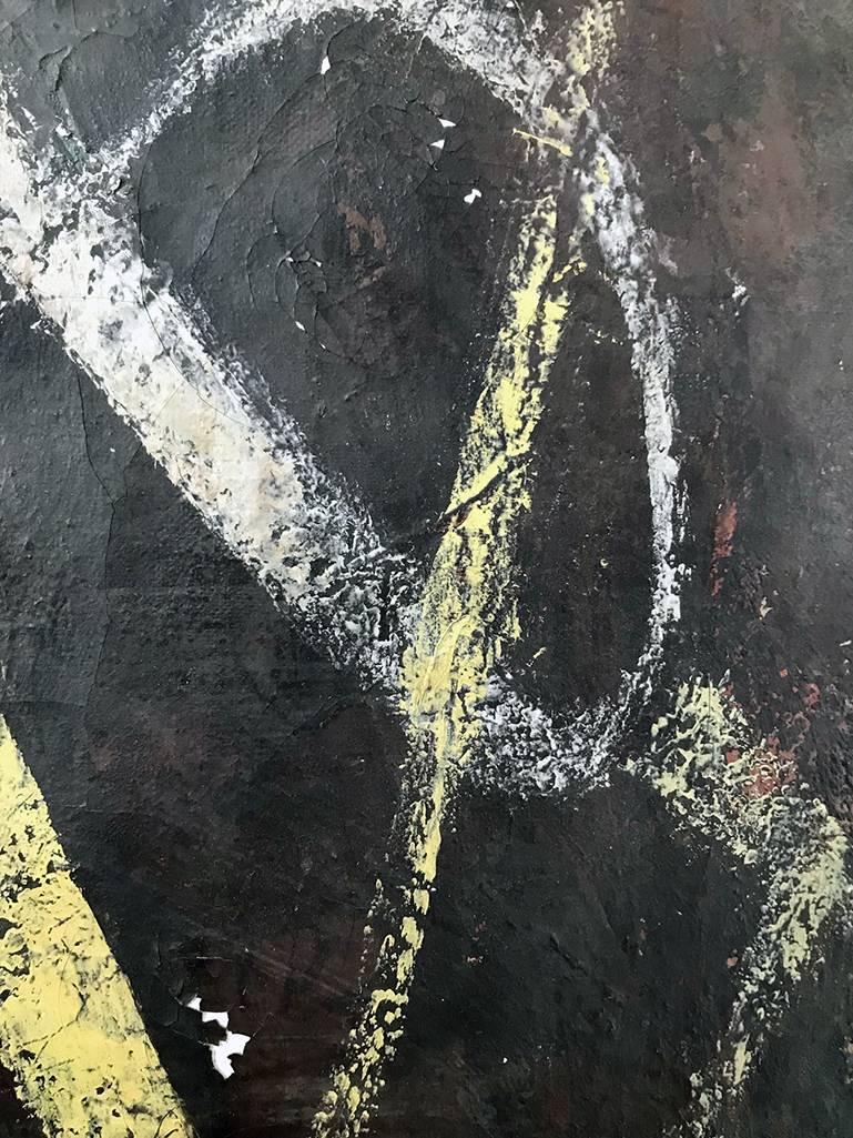 Untitled Abstract - Black Abstract Painting by Samuel Sigaloff