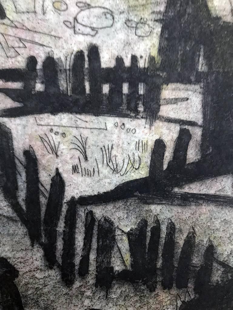 Vue depuis le pont - Noir Landscape Print par Jack Bilander