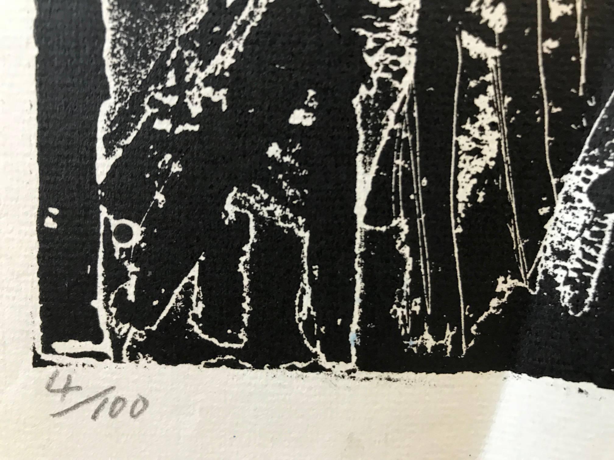 Untitled: Black and White Lithograph (Edition 4/100) 1