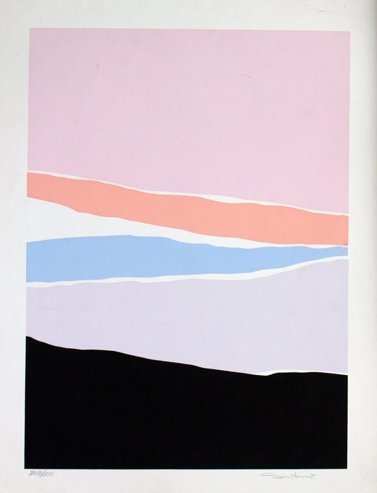 Santoro Abstract Print - Untitled: Lavender, Blue & Pink Serigraph (Edition 303/350)