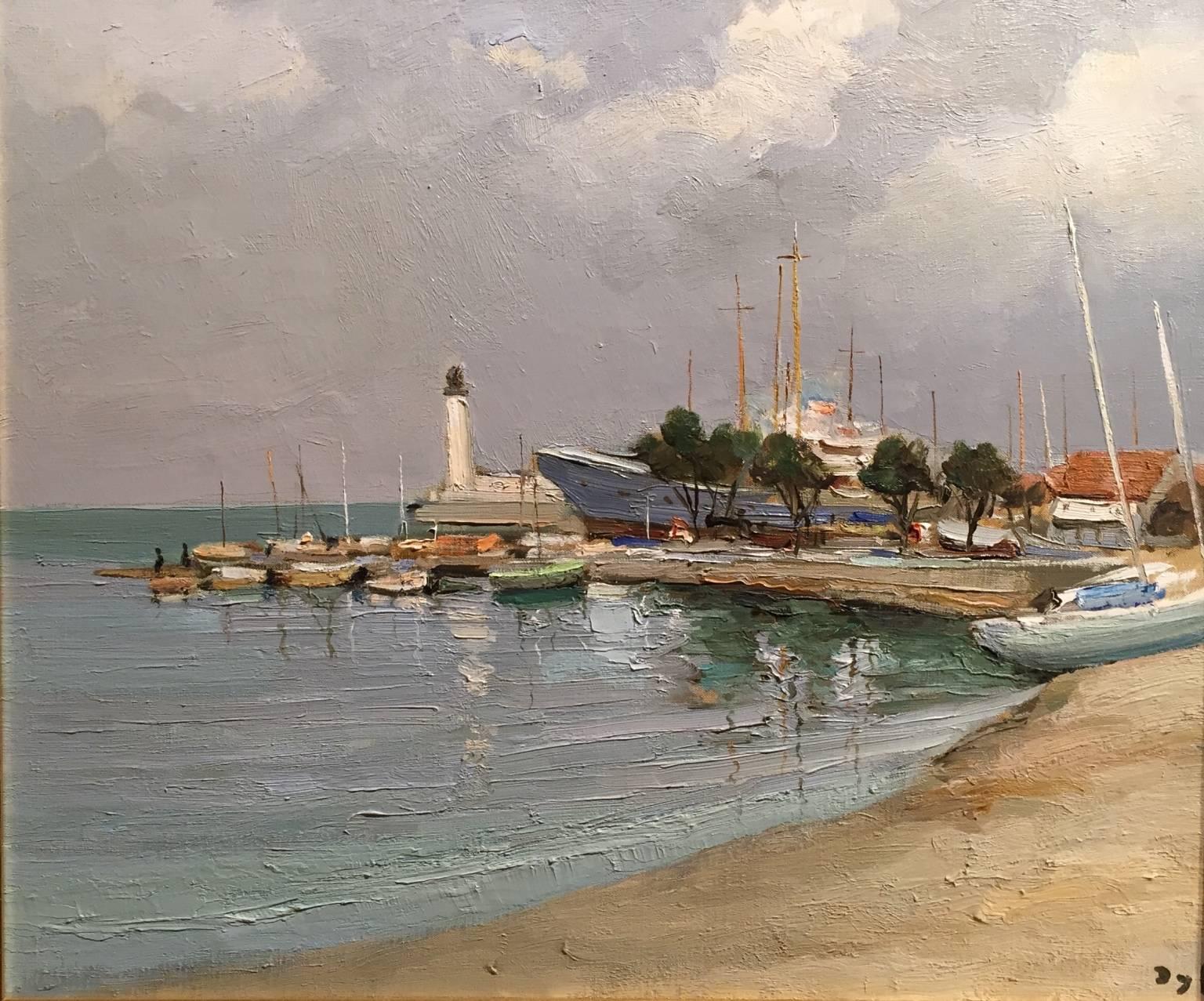 View of Antibes - Painting by Marcel Dyf