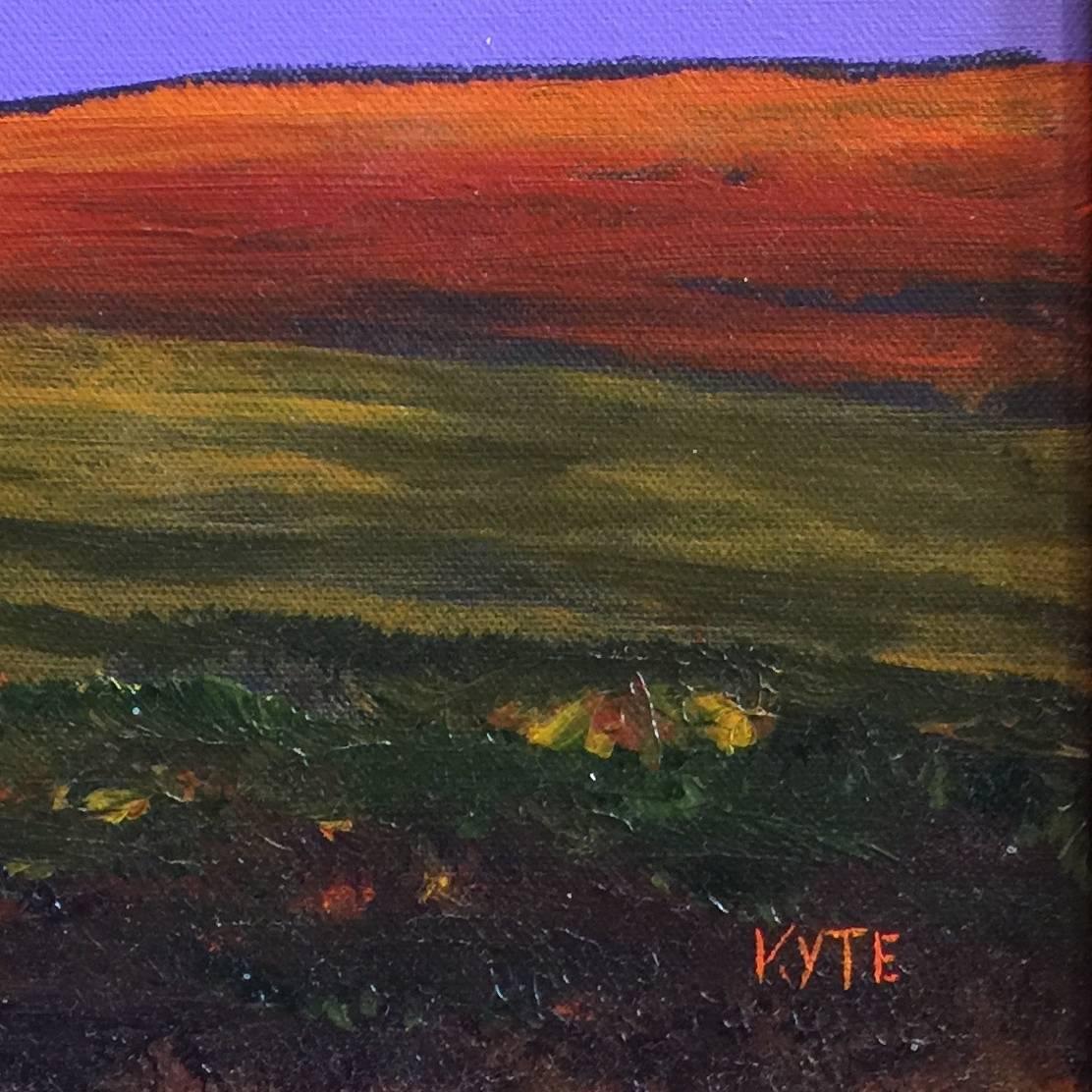 Suttin Houses and Barn - Blue Landscape Painting by Gary Kyte