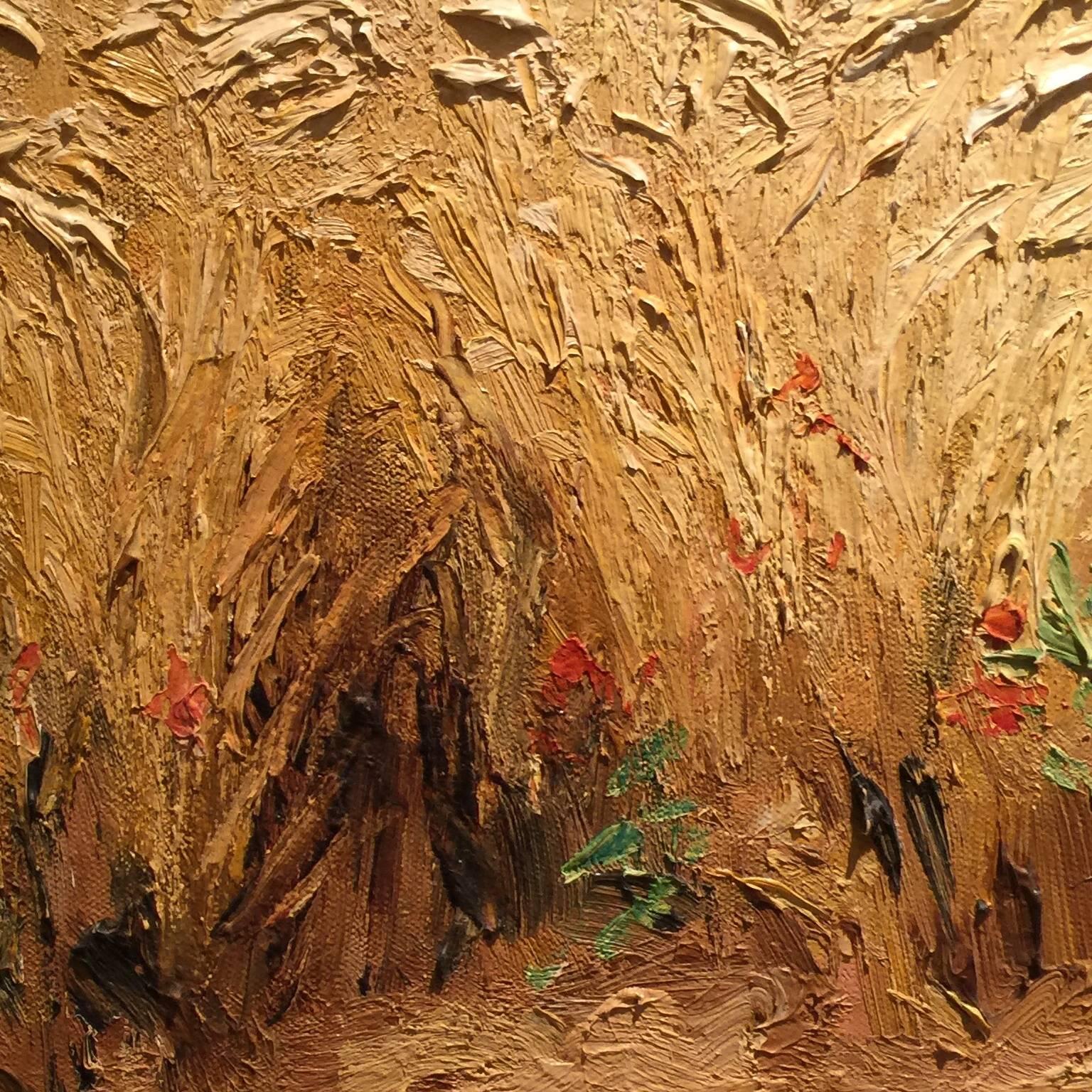 Wheat Fields - Brown Landscape Painting by Marcel Dyf
