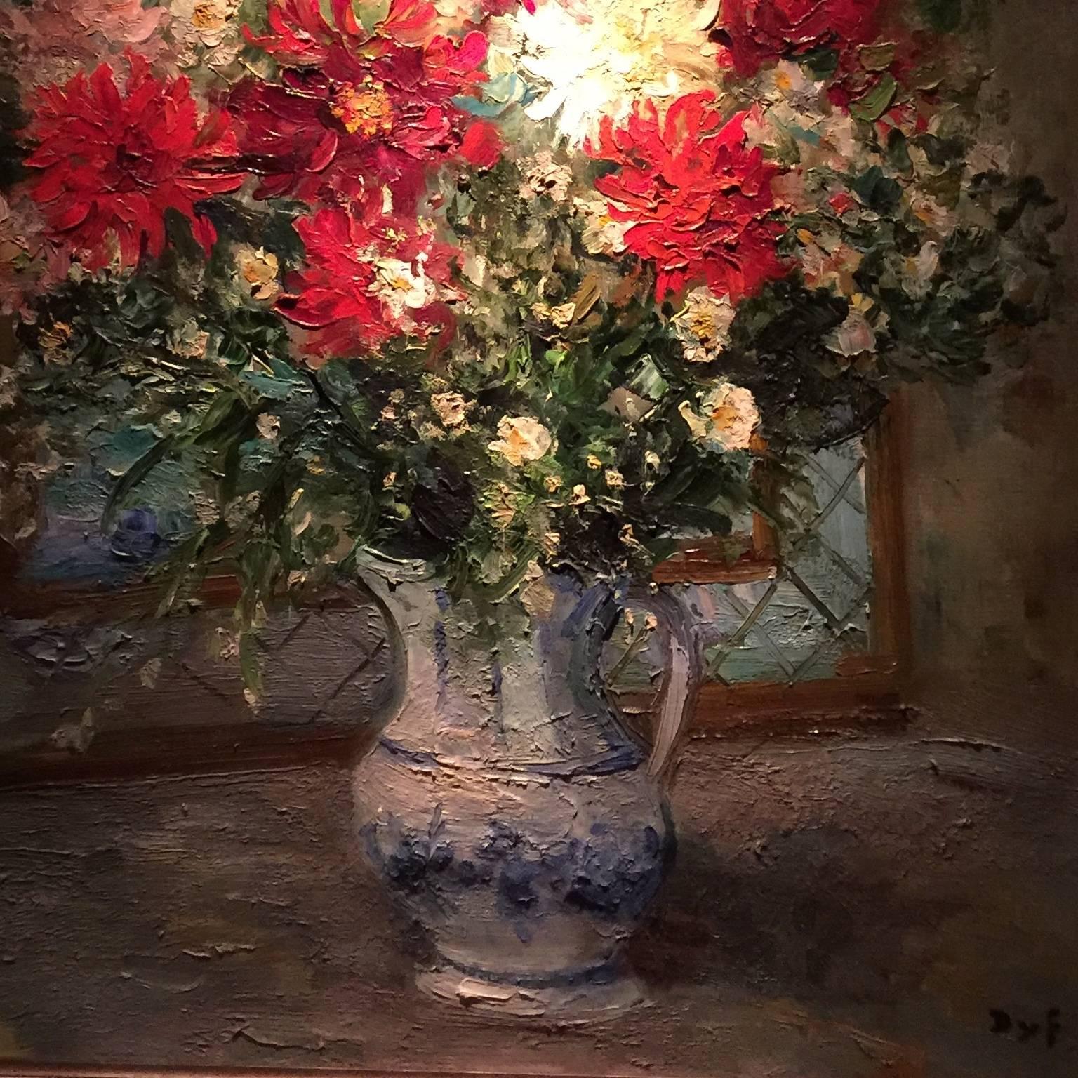 Floral in Bright Colors - Painting by Marcel Dyf