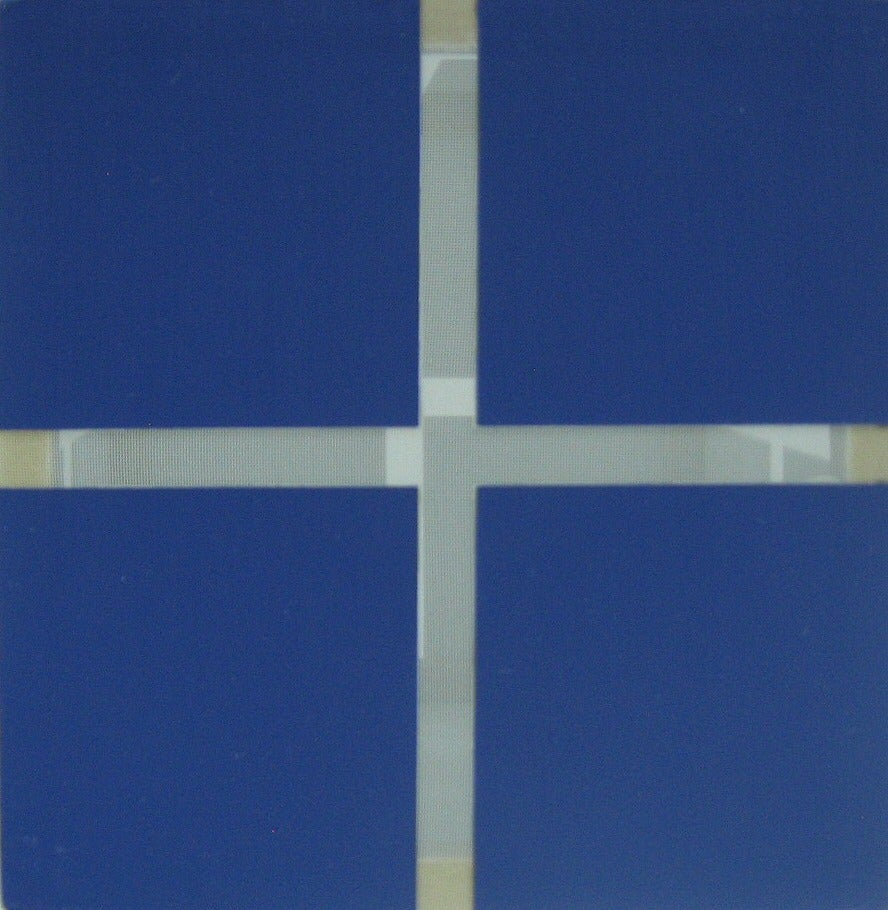 Cube Suspended From a Point, Ultra Blue #86 - Sculpture by William Metcalf