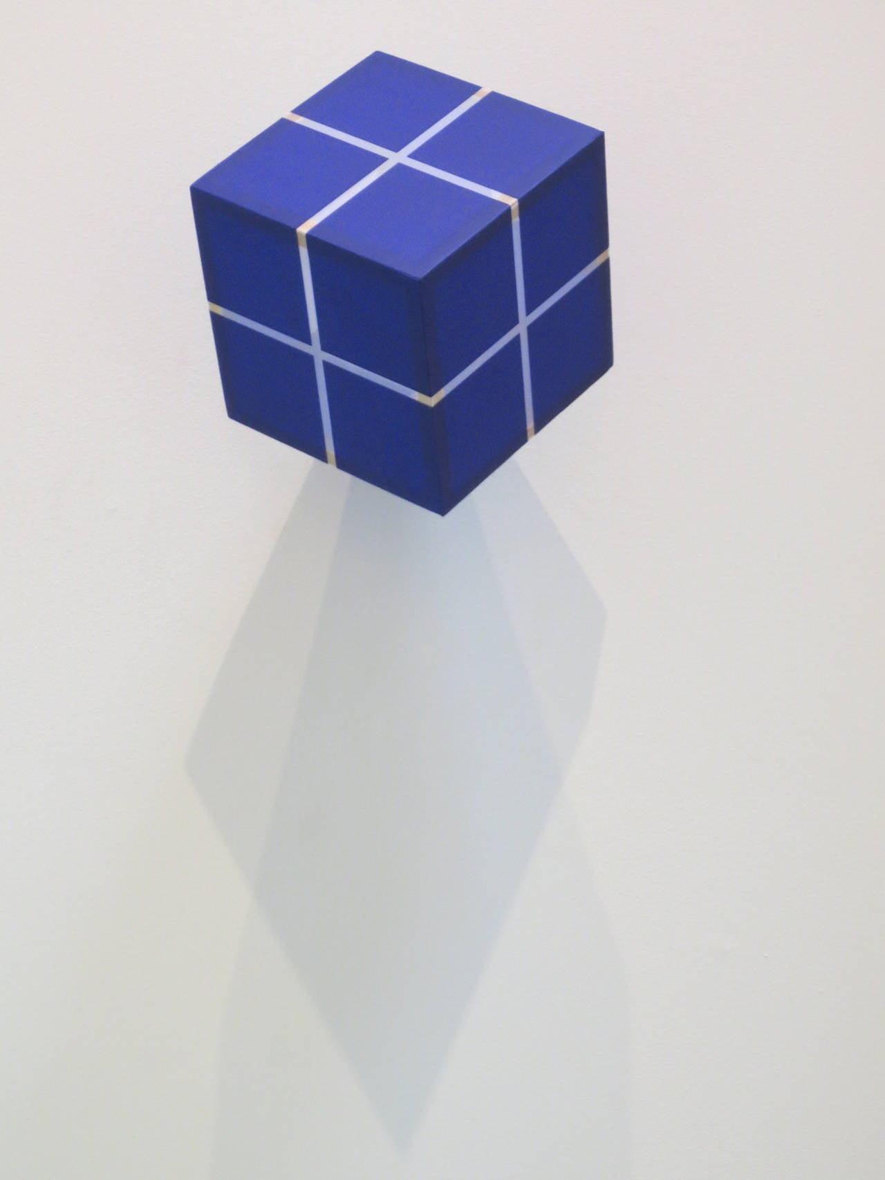 William Metcalf Abstract Sculpture - Cube Suspended From a Point, Ultra Blue #86