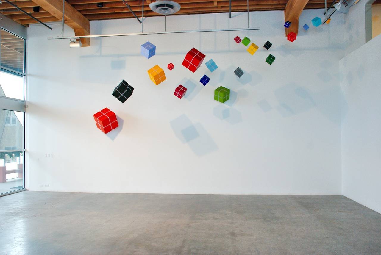 Cube Suspended From a Point (Red/Orange)