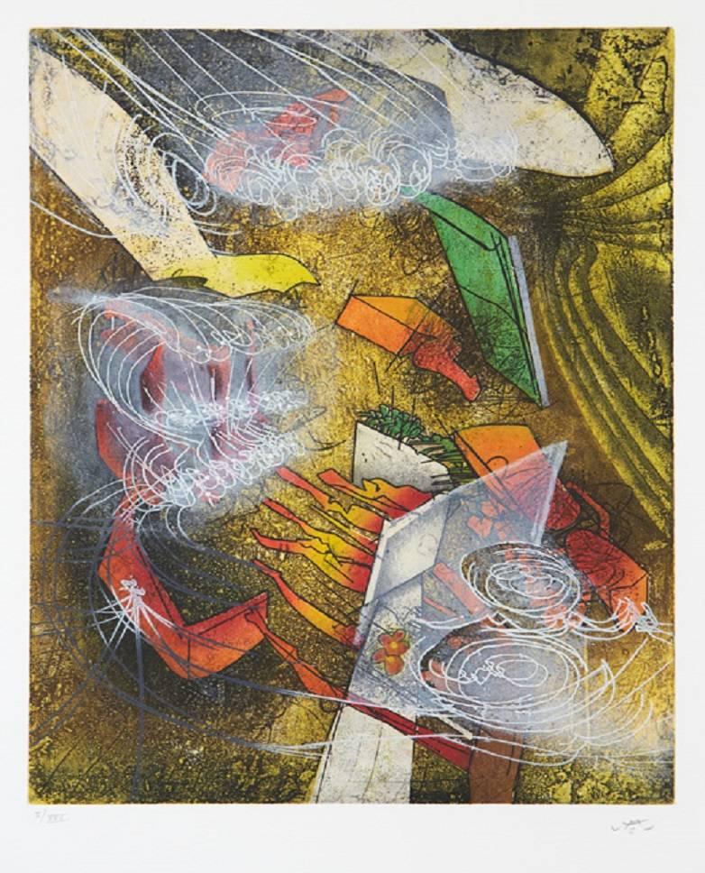 Roberto Matta Abstract Print - L'essence de l'essentiel 1983 Matta Etching Framed
