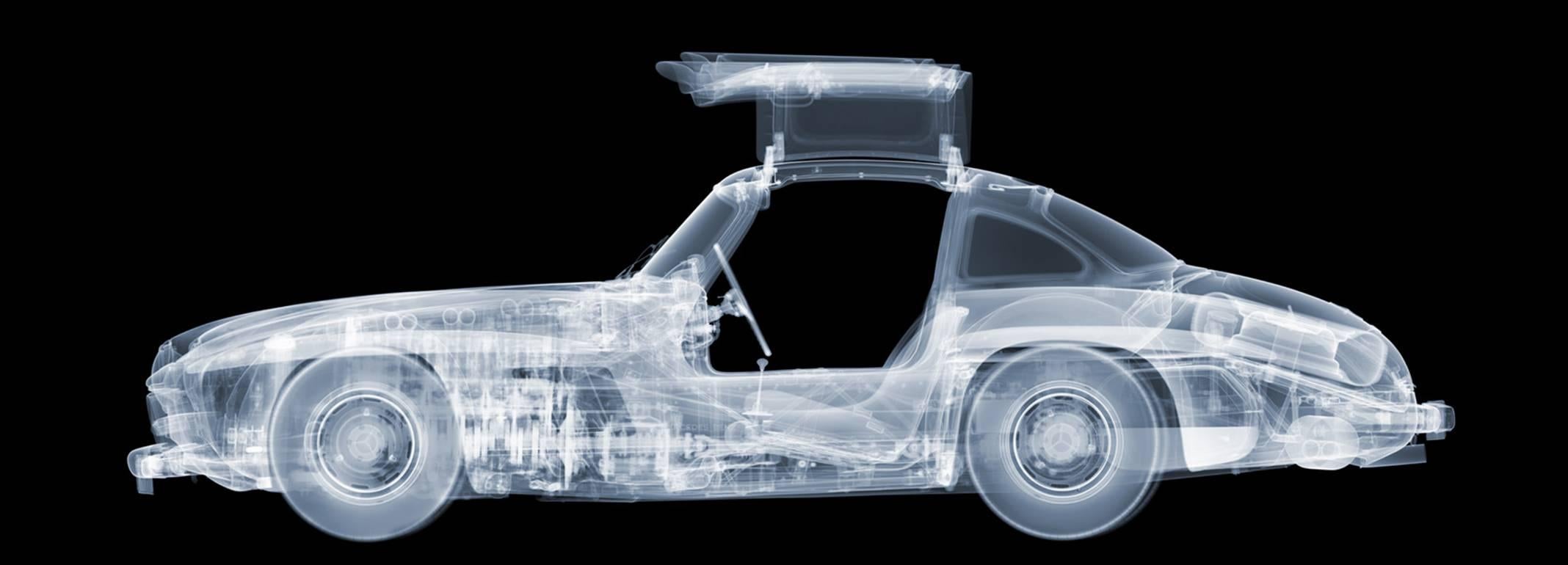 Nick Veasey Abstract Photograph – 1955 Mercedes 300 SL Gull-Wing, Gull-Wing