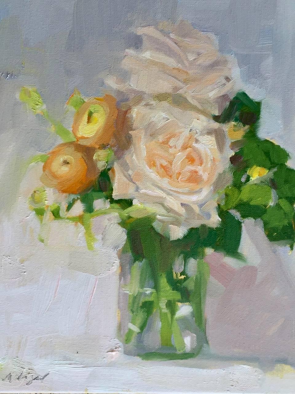 Monique Lazard Still-Life Painting - Blushing Buds