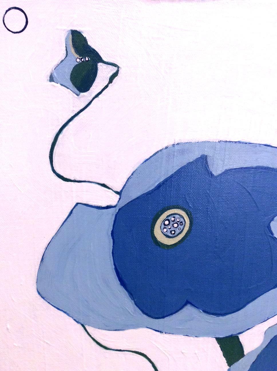 Blue Poppies from Home - Painting by Karen Tusinski