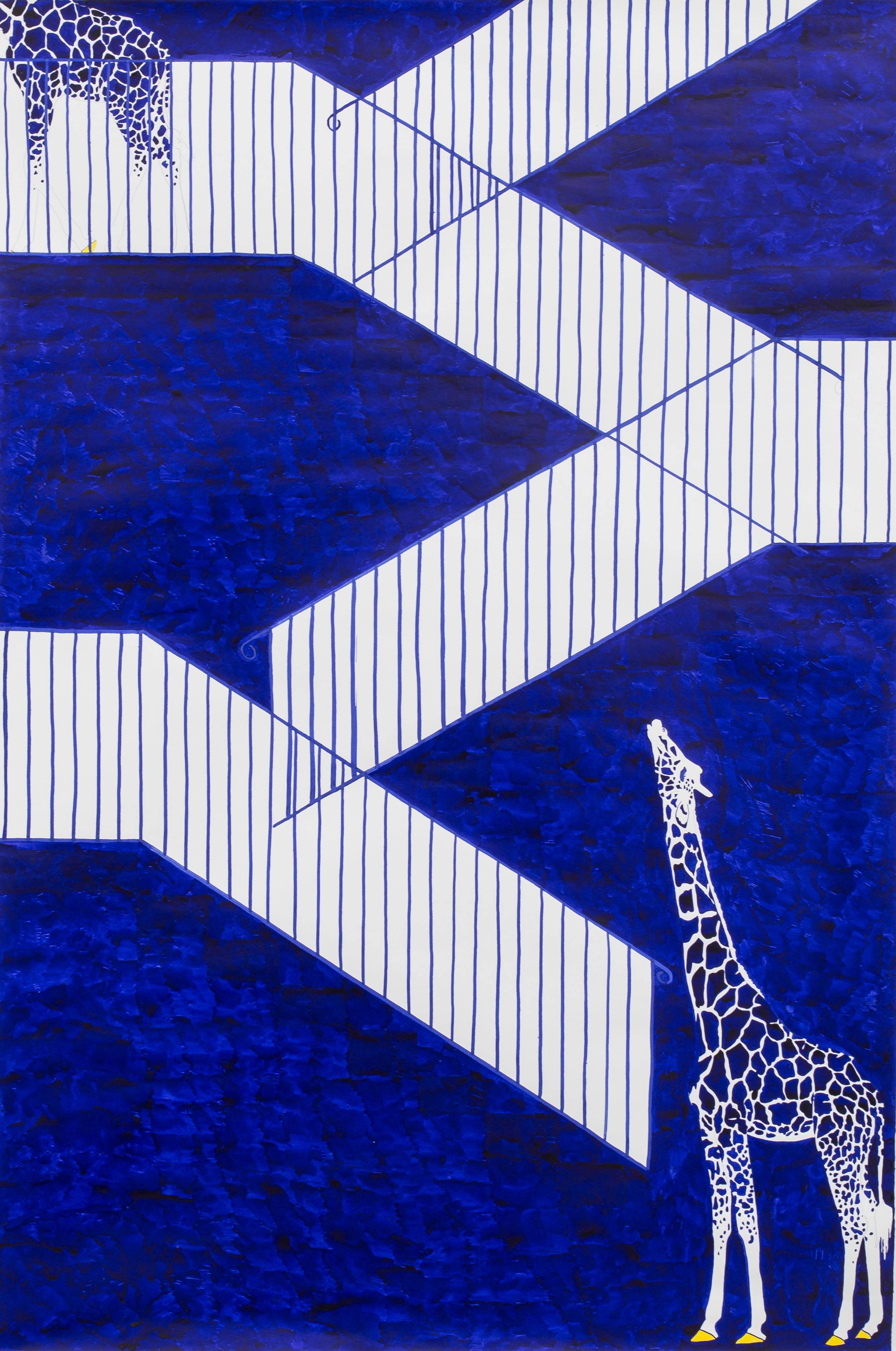 Ivo Morrison Animal Painting - Das Treppenhaus. Eine tragödie in drei teilen - Giraffes on the stairs