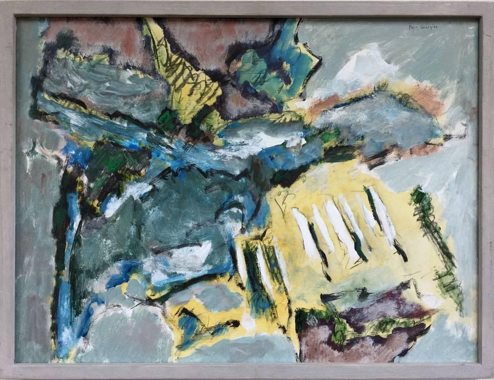Boyer Gonzales Jr. Abstract Painting - "Landscape Fragment II" Abstract 1960 Mid-Century  Modern