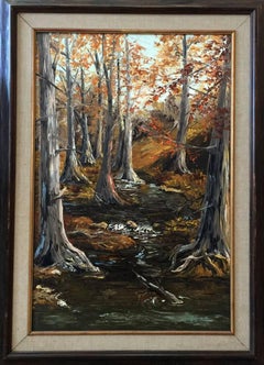 "Cypress Trees on the Medina" Medina River Texas Beautiful Palette Knife work