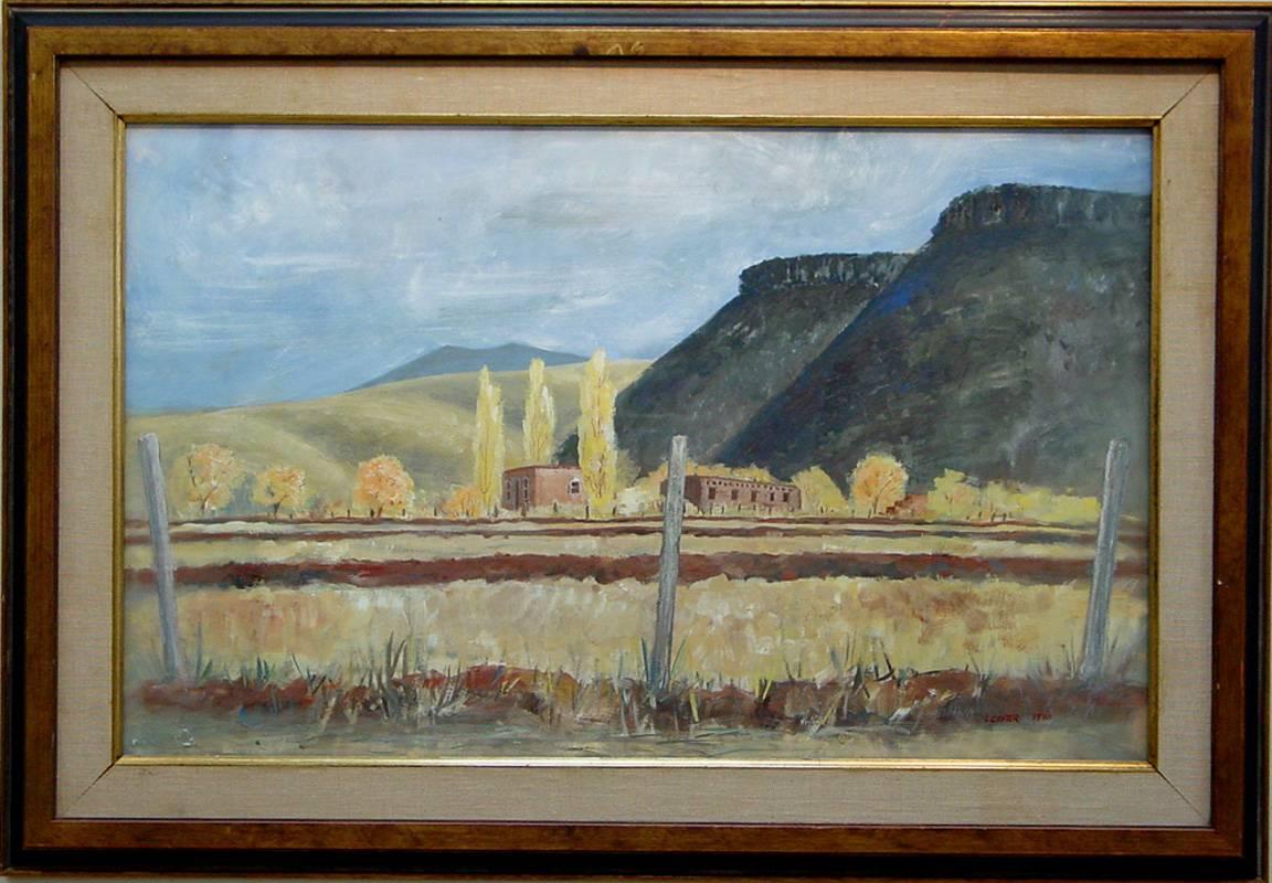 Leslie R. Center Landscape Painting - New Mexico Adobes