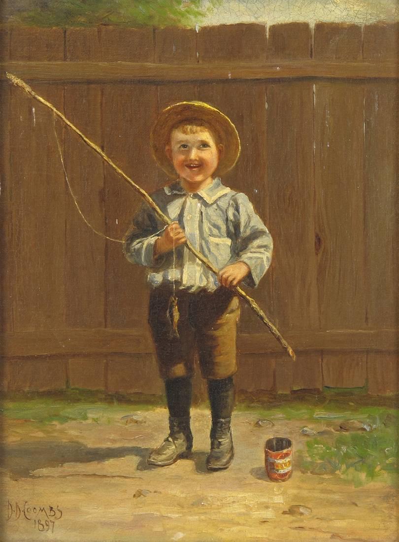 Delbert Coombs Figurative Painting - "Little Fisherman"  