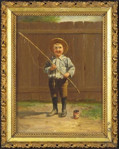"Little Fisherman" Maine Artist Delbert Coombs.  Dated 1897