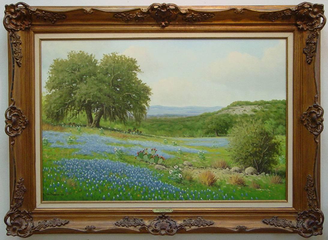 Don Warren Landscape Painting - "Bluebonnet Valley"   Awesome Texas Wildflower Scene