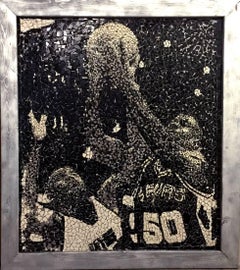 "Rebound"  David Robinson Charles Barkley  Basketball tile Mosaic Black & White