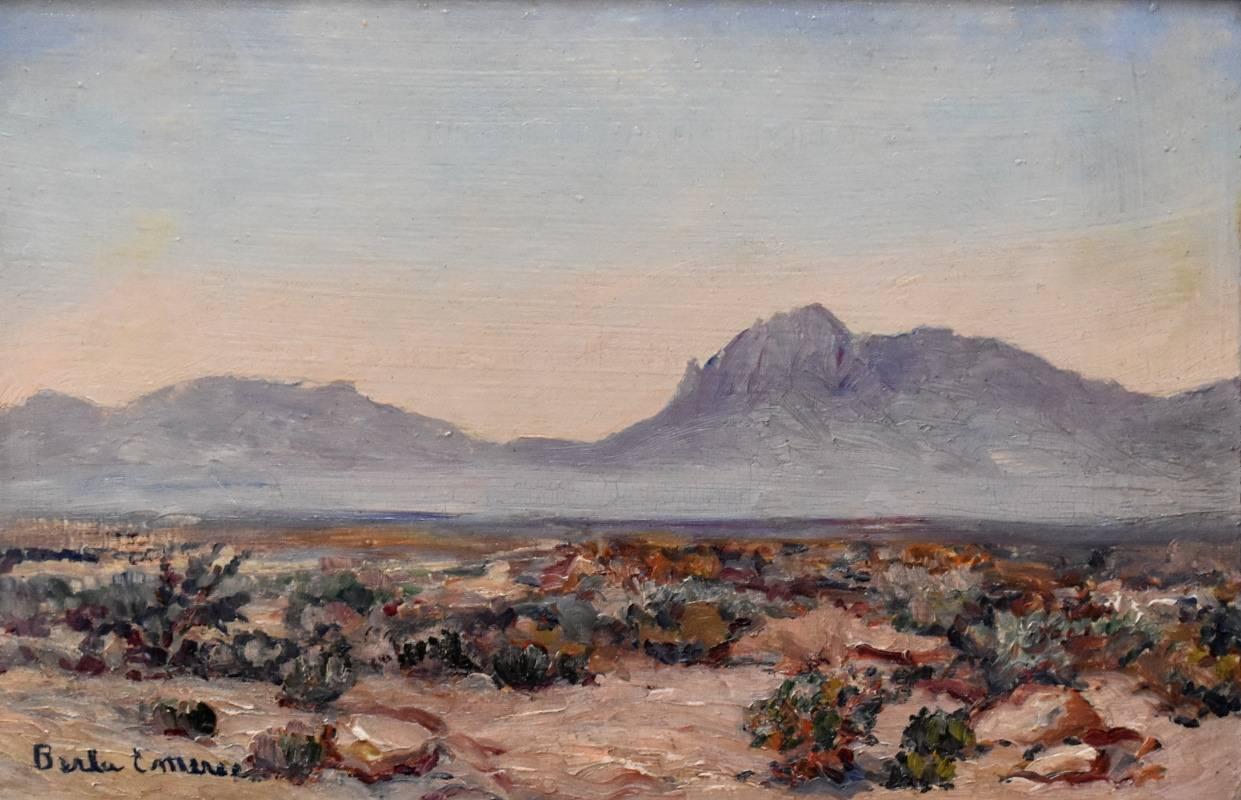 Berla Emeree Landscape Painting - "Desert Near El Paso"   Great West Texas and Franklin Mountains