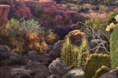 "VALLEY OF MIST" WEST TEXAS MOUNTAINS. FRAME SIZE 47 X 59 SPECTACULAR LANDSCAPE