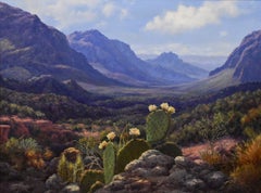 "VALLEY OF MIST" WEST TEXAS MOUNTAINS. FRAME SIZE 47 X 59 SPECTACULAR LANDSCAPE