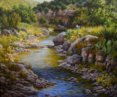 "A Day Along The Creek" TEXAS HILL COUNTRY LANDSCAPE. FLOWING CREEK SCENE