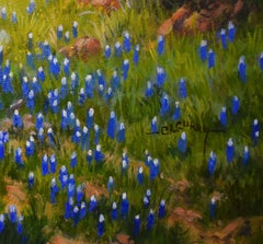 "SPRINGTIME AFTERNOON" TEXAS HILL COUNTRY BLUEBONNET LANDSCAPE. STUNNING.