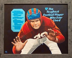 "SELF PORTRAIT WITH STATS" TEX COULTER FRAMED 25 x 31 FAMOUS PRO FOOTBALL PLAYER