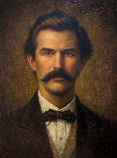 « DOC HOLLIDAY » – PORTRAIT DE WESTERN SUR LE THÈME DU PÉTROLE, PAR L'ARTISTE TEXAN E. SALAZAR – DIMENSIONS DU CADRE : 32 x 26