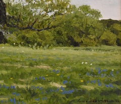 "COOL SPRING DAY" TEXAS ARTIST CLIFF CAVIN OIL ON CANVAS FRAME SIZE 24 x 39